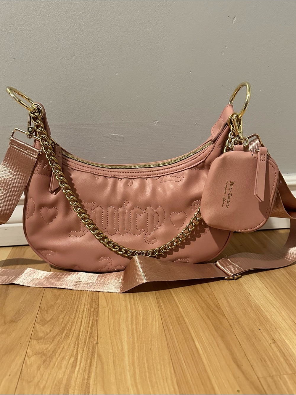 Juicy Couture Pink Quilted Shoulder Bag with Coin Pouch